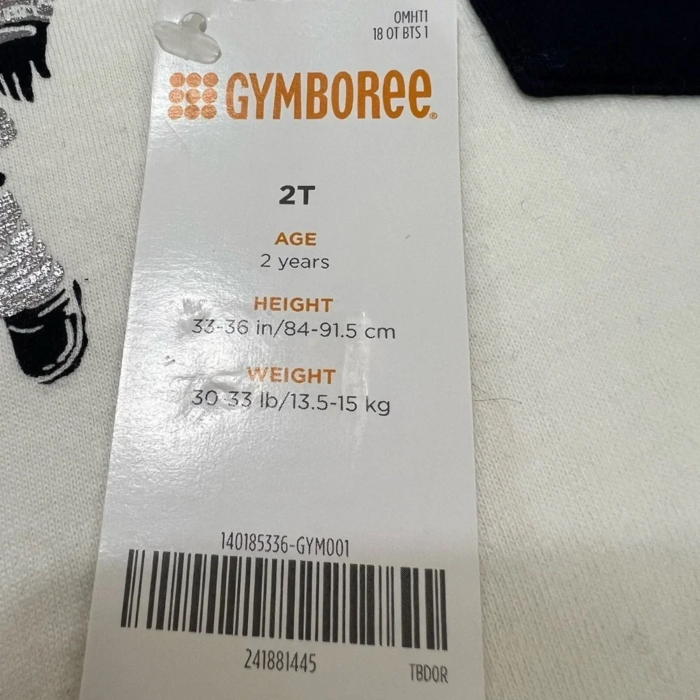 Gymboree White Tee with Astronaut and Black Pocket